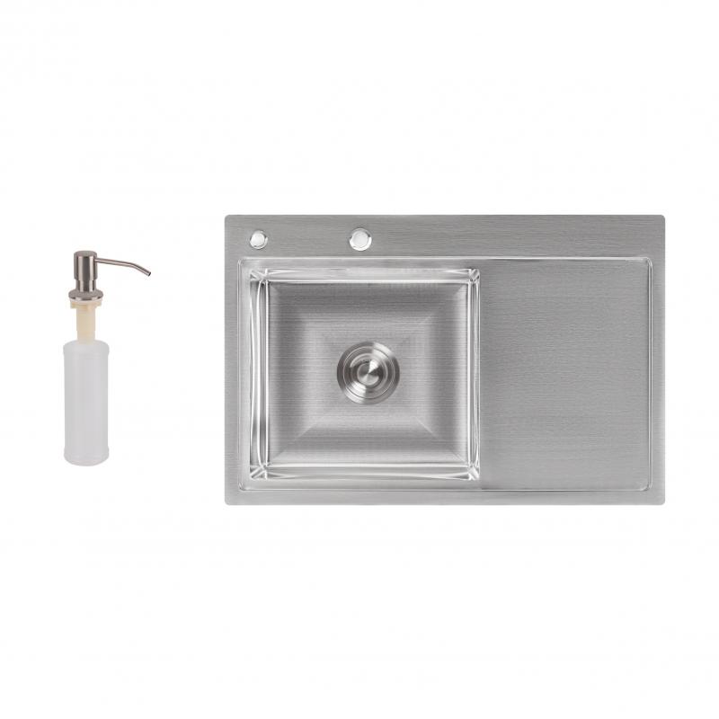 Набір 2 в 1 Lidz кухонна мийка H7851L 3.0/0.8 мм Brush + дозатор для миючого засобу