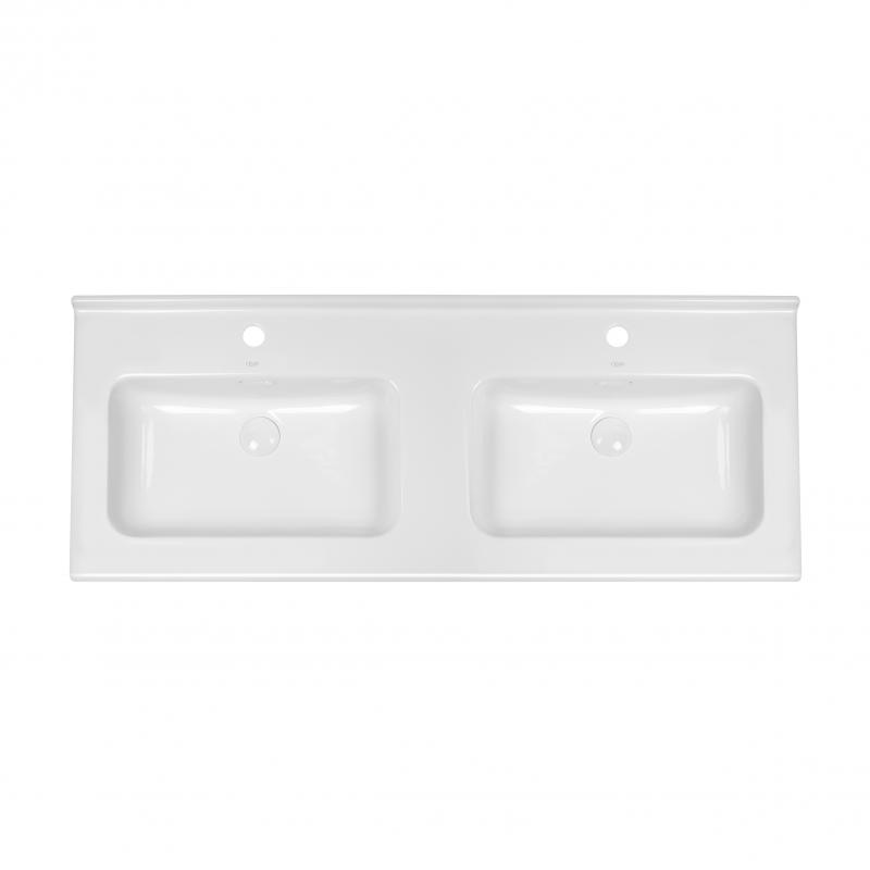 Раковина подвійна Qtap Albatross 1210х467х195 White з донним клапаном QT0111FL8167GW