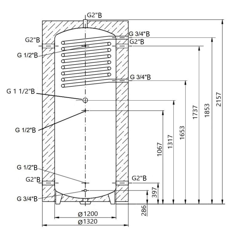 Теплоакумулятор Thermo Alliance TAI-10 2000 з теплообмінником 1,4 кв. м з ізоляцією 60 мм — фото 2
