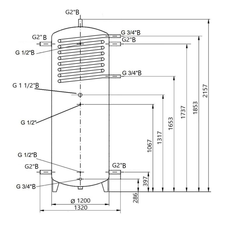 Теплоакумулятор Thermo Alliance TAI-10 2000 з теплообмінником 1,4 кв. м без ізоляції — фото 2
