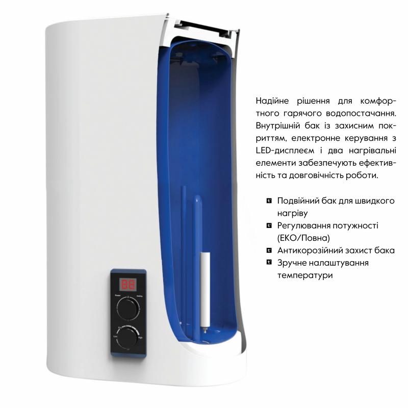 Водонагрівач електричний Thermo Alliance 30 л плоский вертикальний, сухий ТЕН 2 кВт (0,8+1,2) DT30V20G(PD)-D/2 — фото 4