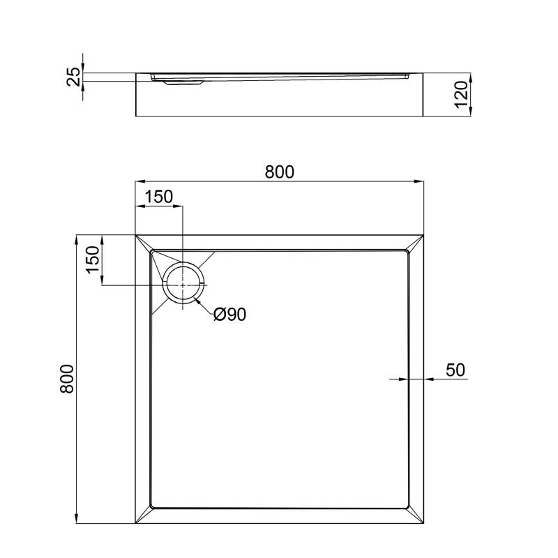 Душовий піддон Qtap Tern 308812C 80x80x12 см + сифон — фото 2