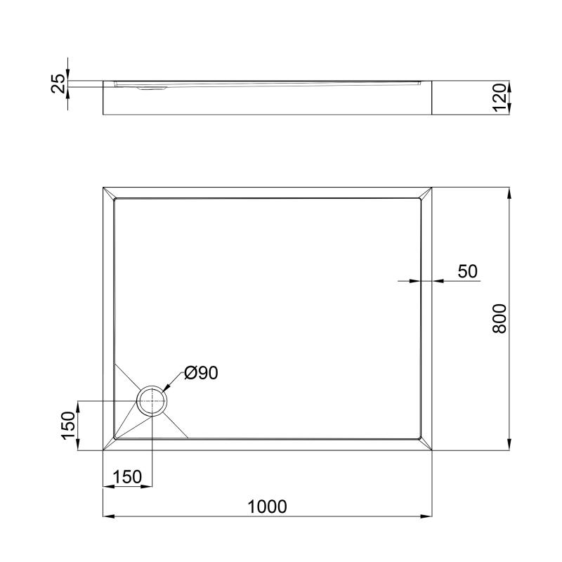 Душовий піддон Qtap Tern 301812C 100x80x12 см + сифон — фото 2