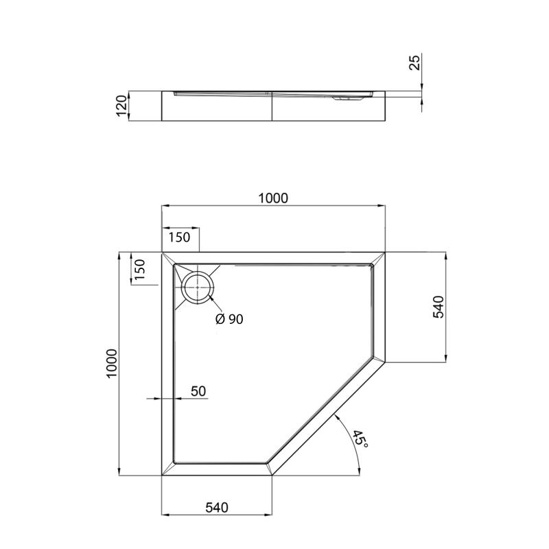 Душовий піддон Qtap Diamond 301112 100x100x12 см + сифон — фото 2