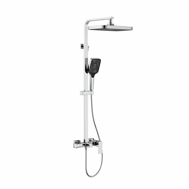 Душова система для кабіни Qtap Capricorn на три споживачі (з виливом) 53103KNC Chrome