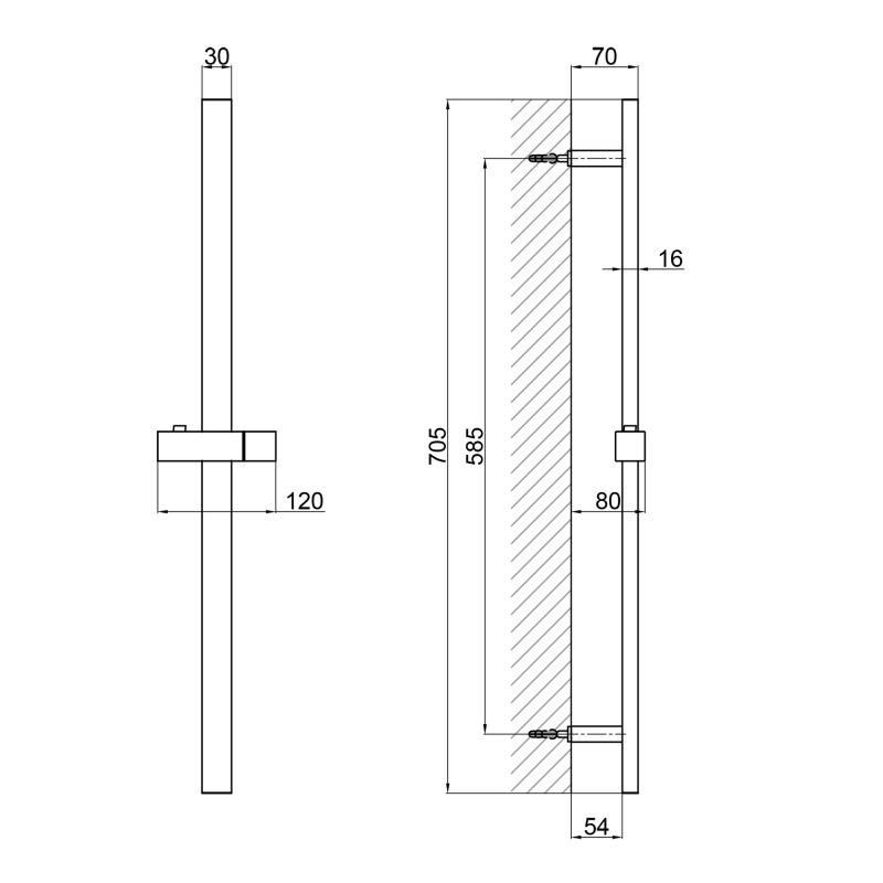 Душова стійка з тримачем універсальна Qtap Lepit 705 мм прямокутна QTLEP82103NB Black Matt — фото 2