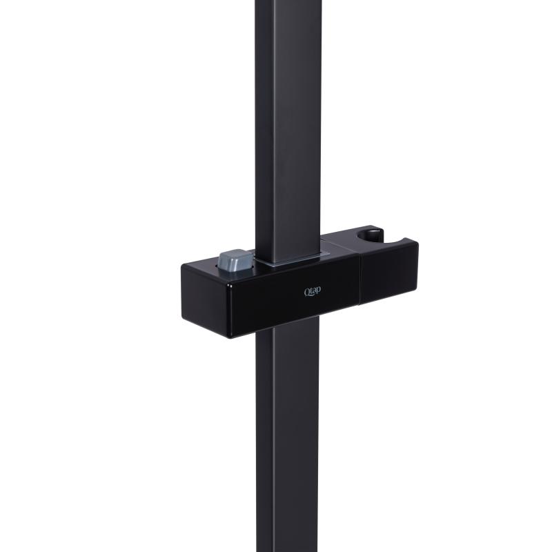 Душова стійка з тримачем універсальна Qtap Lepit 705 мм прямокутна QTLEP82103NB Black Matt — фото 3