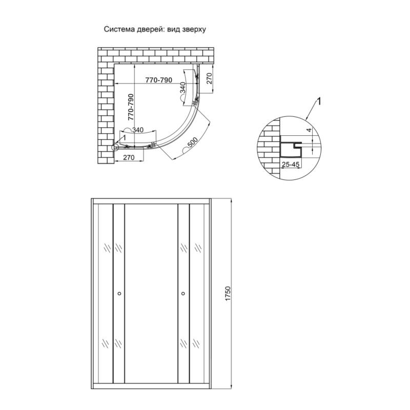 Душова кабіна Lidz Latwa SC80x80.SAT.MID.FR, скло Frost 4 мм без піддона — фото 2