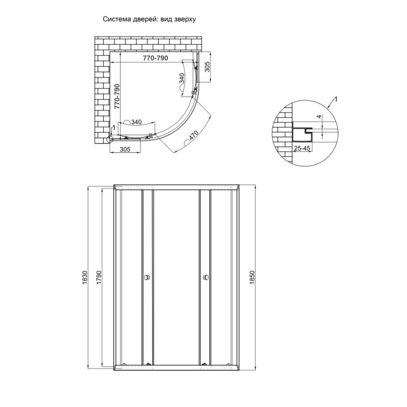 Душова кабіна Lidz Latwa SC80x80.SAT.LOW.FR, скло Frost 4 мм без піддона — фото 2