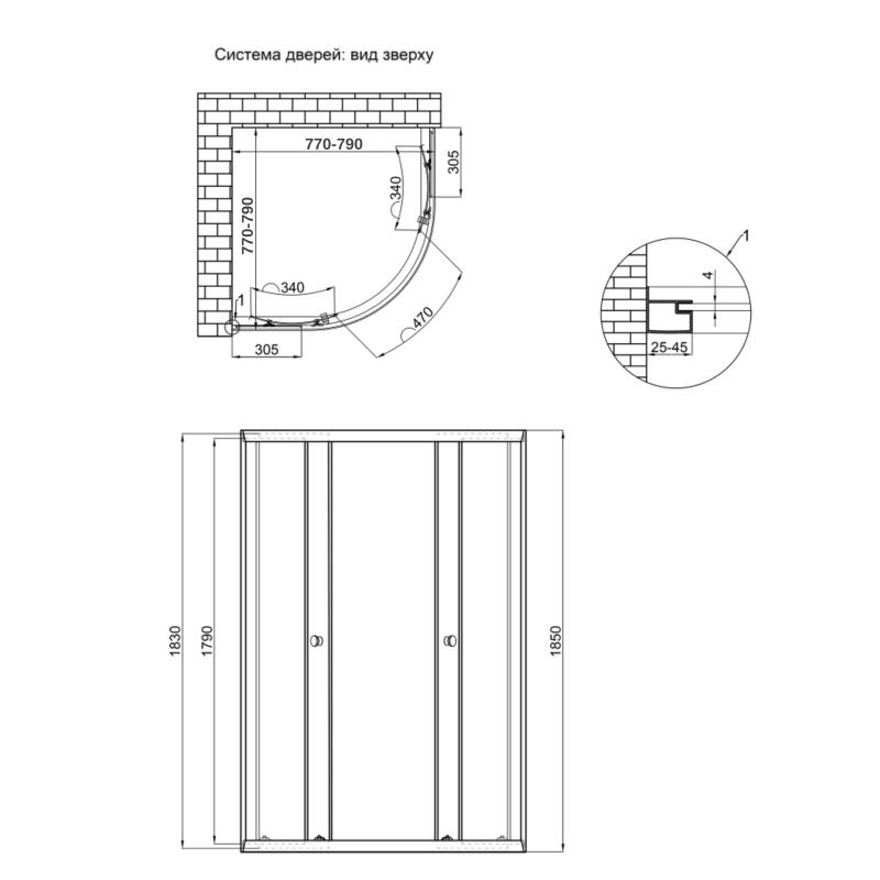 Душова кабіна Lidz Latwa SC80x80.SAT.LOW.GR, скло тоноване 4 мм без піддона — фото 2