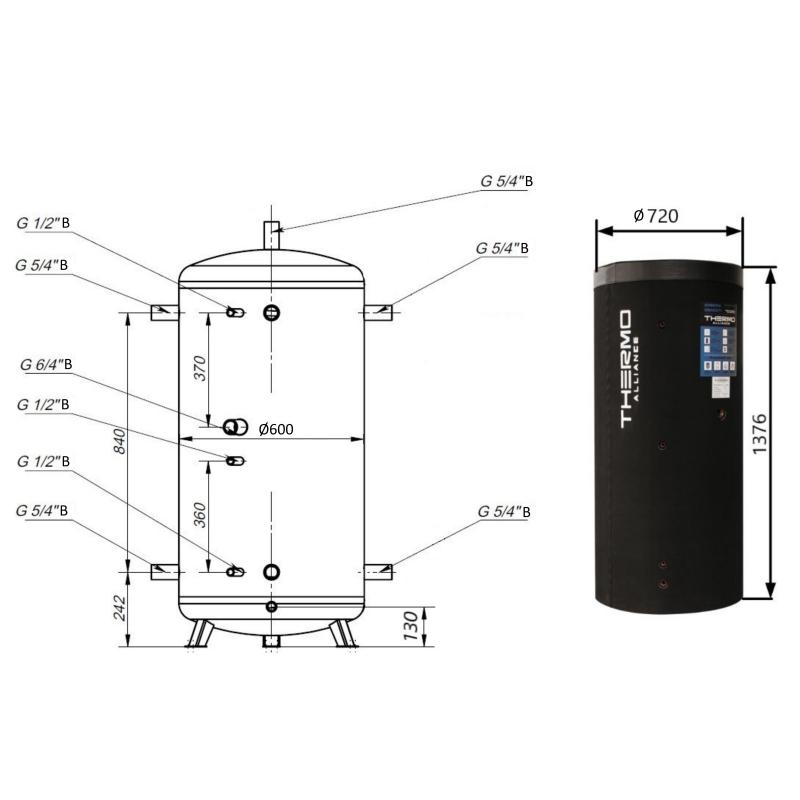 Теплоакумулятор Thermo Alliance TA-ТАМ-00 350 з ізоляцією 60 мм — фото 2