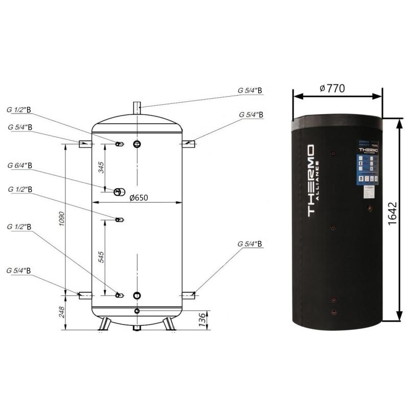Теплоакумулятор Thermo Alliance TA-ТАМ-00 500 з ізоляцією 60 мм — фото 2
