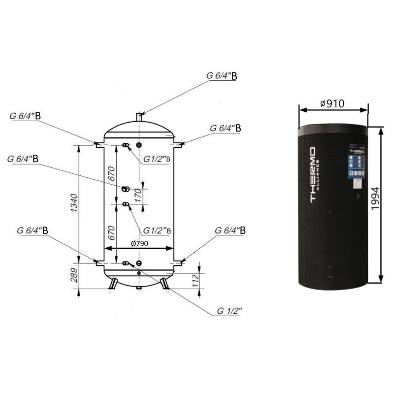 Теплоакумулятор Thermo Alliance TA-ТАМ-00 1000 з ізоляцією 60 мм — фото 2