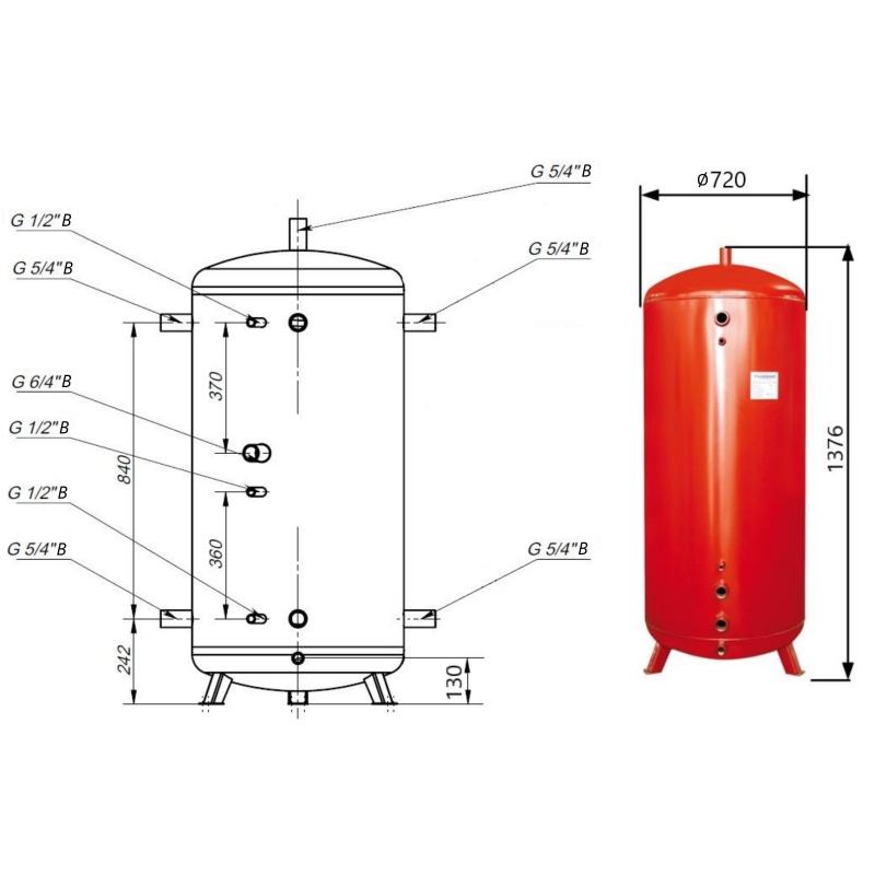 Теплоакумулятор Thermo Alliance TA-ТАМ-00 300 без ізоляції — фото 2