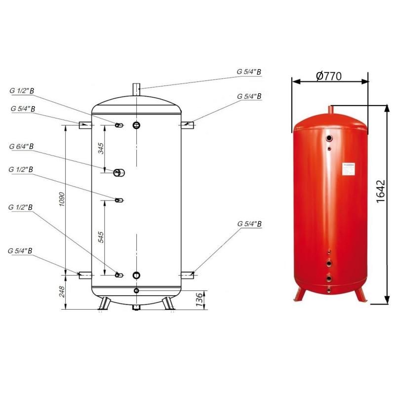 Теплоакумулятор Thermo Alliance TA-ТАМ-00 500 без ізоляції — фото 2