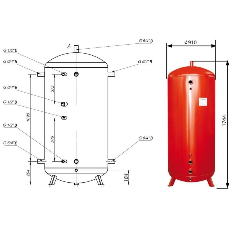 Теплоакумулятор Thermo Alliance TA-ТАМ-00 750 без ізоляції — фото 2