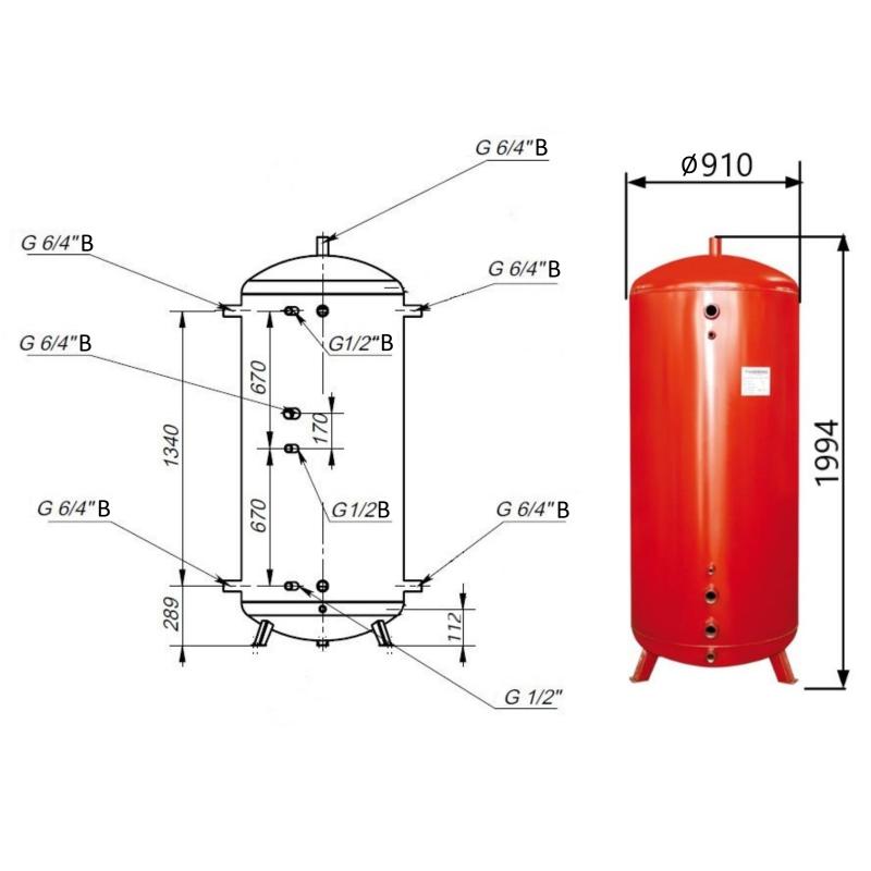 Теплоакумулятор Thermo Alliance TA-ТАМ-00 1000 без ізоляції — фото 2