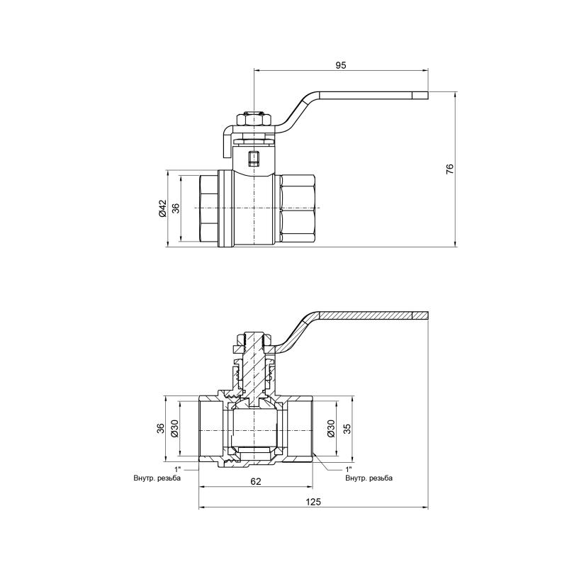 Кран кульовий Thermo Alliance Base 1" ВР для води (важіль) SD600W25 — фото 2