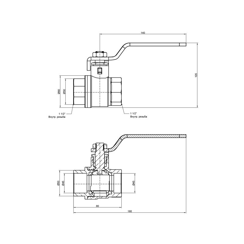 Кран кульовий Thermo Alliance Base 1 1/2 ВР для води (важіль) SD600W40 — фото 2