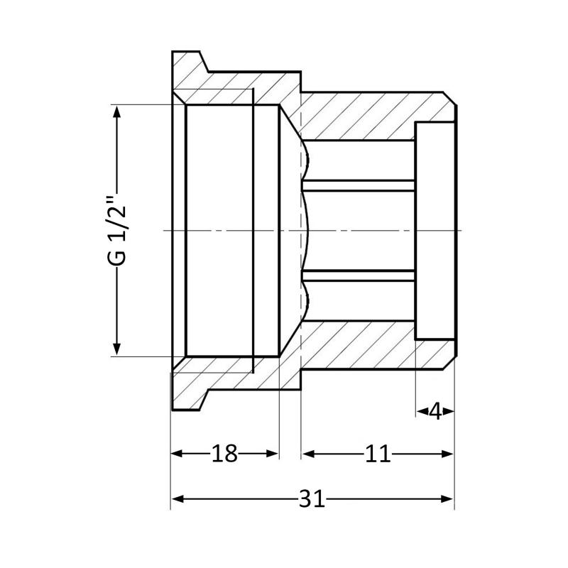 Подовжувач латунний Thermo Alliance Standart 1/2"ВЗ, L=20 мм SD4221520 — фото 2