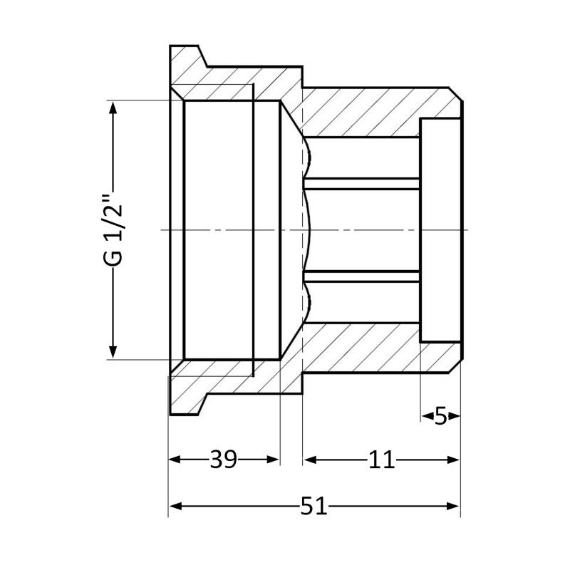 Подовжувач латунний Thermo Alliance Standart 1/2"ВН, L=40 мм SD4221540 — фото 2