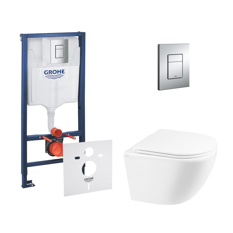 Набір інсталяція 4 в 1 Grohe Rapid SL 38772001 + унітаз з сидінням Qtap Robin QT1333046ERW