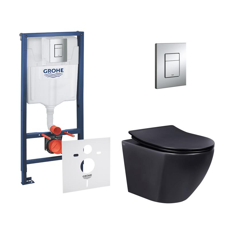 Набір інсталяція 4 в 1 Grohe Rapid SL 38772001 + унітаз з сидінням Qtap Robin QT1333046ERMB