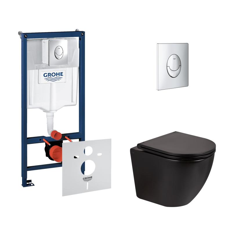 Набір інсталяція 4 в 1 Grohe Rapid SL 38721001 + унітаз з сидінням Qtap Robin QT13332141ERMB