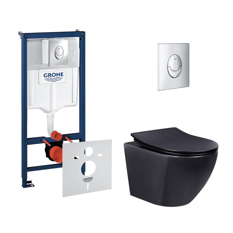 Набір інсталяція 4 в 1 Grohe Rapid SL 38721001 + унітаз з сидінням Qtap Robin QT1333046ERMB