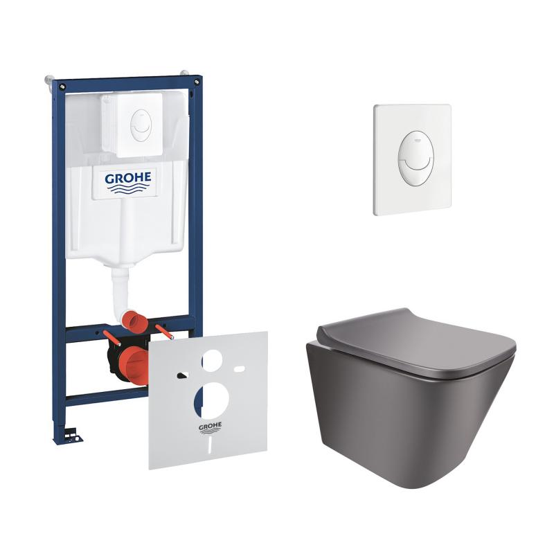 Набір інсталяція 4 в 1 Grohe Rapid SL 38722001 + унітаз з сидінням Qtap Scorpio QT133053ERMB