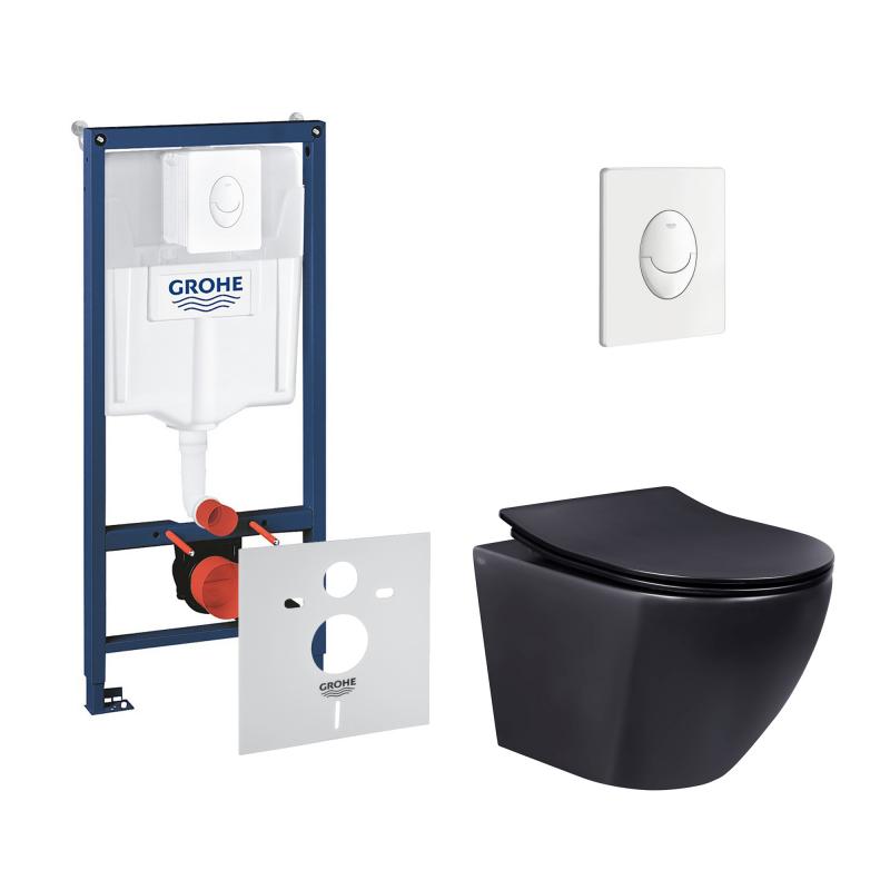 Набір інсталяція 4 в 1 Grohe Rapid SL 38722001 + унітаз з сидінням Qtap Robin QT1333046ERMB