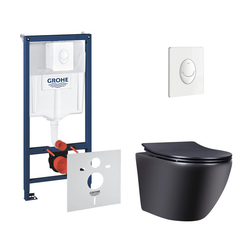 Набір інсталяція 4 в 1 Grohe Rapid SL 38722001 + унітаз з сидінням Qtap Robin QT1333046ENRMB