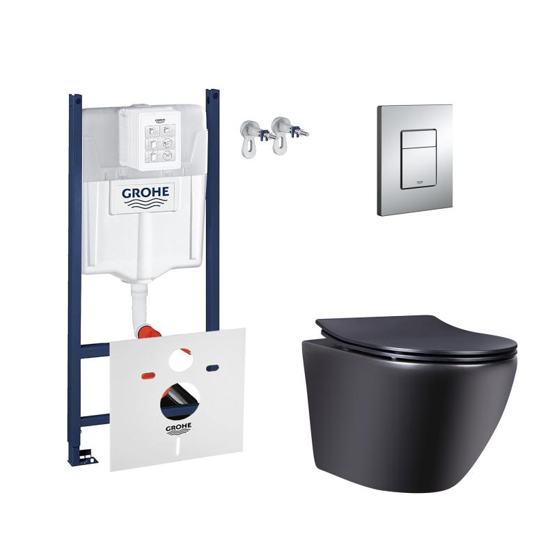 Набір інсталяція 4 в 1 Grohe Rapid SL 3884000G + унітаз з сидінням Qtap Robin QT1333046ENRMB