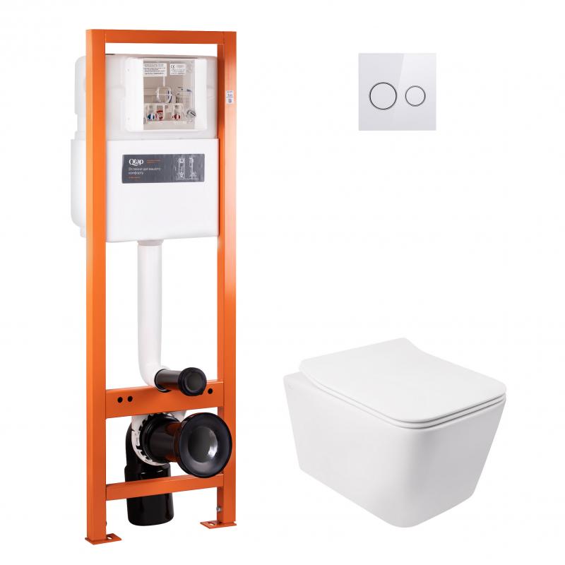 Набір Qtap інсталяція 4 в 1 з панеллю змиву Nest (QT0233M370 + QT0211P01V1176W) + унітаз з сидінням Crow QT05335170W