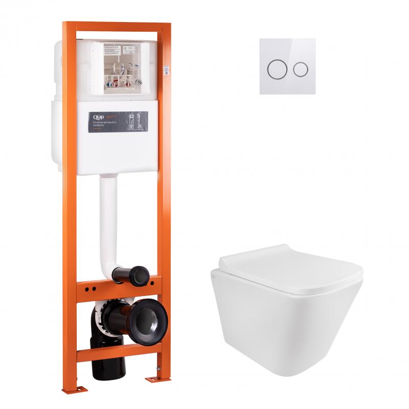 Набір Qtap інсталяція 4 в 1 з панеллю змиву Nest (QT0233M370 + QT0211P01V1176W) + унітаз з сидінням Tern QT1733052ERW