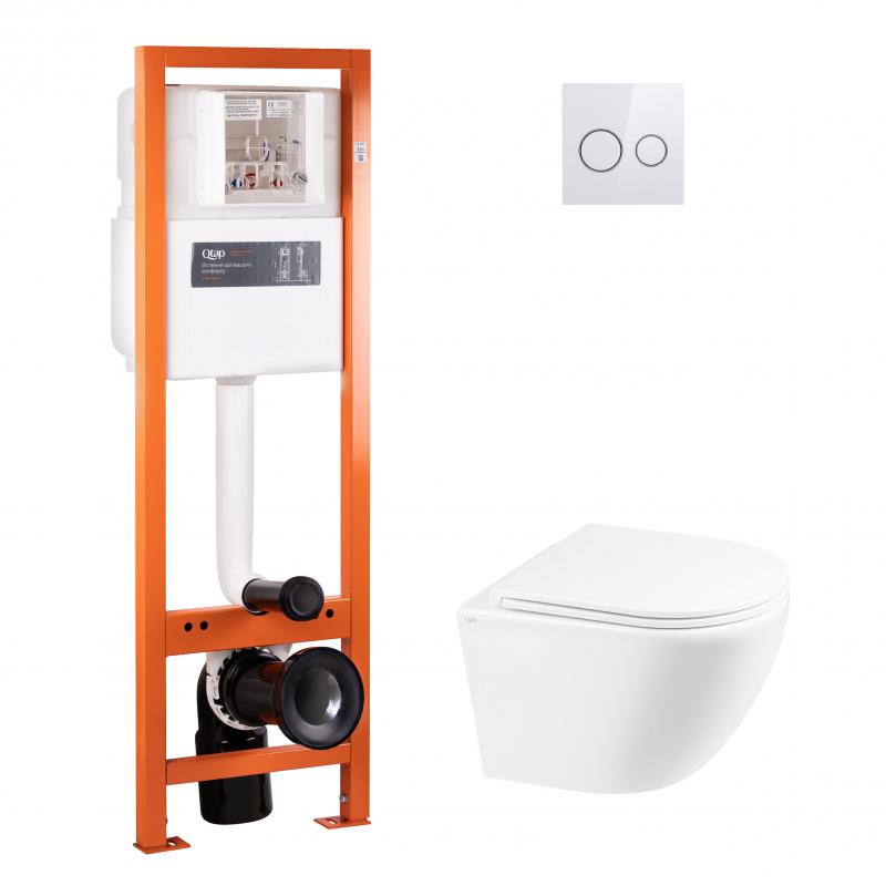 Набір Qtap інсталяція 4 в 1 з панеллю змиву Nest (QT0233M370 + QT0211P01V1176W) + унітаз з сидінням Robin QT13332141ERW
