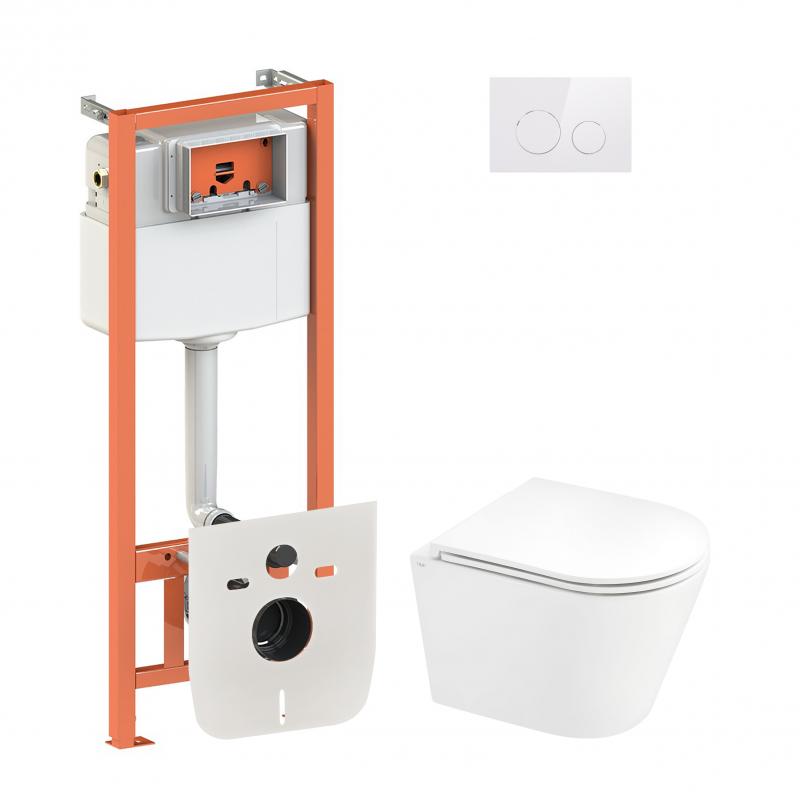 Набір Qtap інсталяція 4 в 1 з панеллю змиву Nest (QT0133M425 + QT0111M11110W) + унітаз з сидінням Scorpio QT1433053ERW