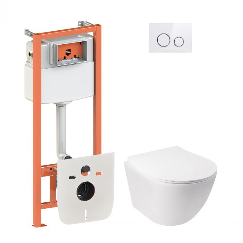 Набір Qtap інсталяція 4 в 1 з панеллю змиву Nest (QT0133M425 + QT0111M11V1114W) + унітаз з сидінням Jay QT07335176W