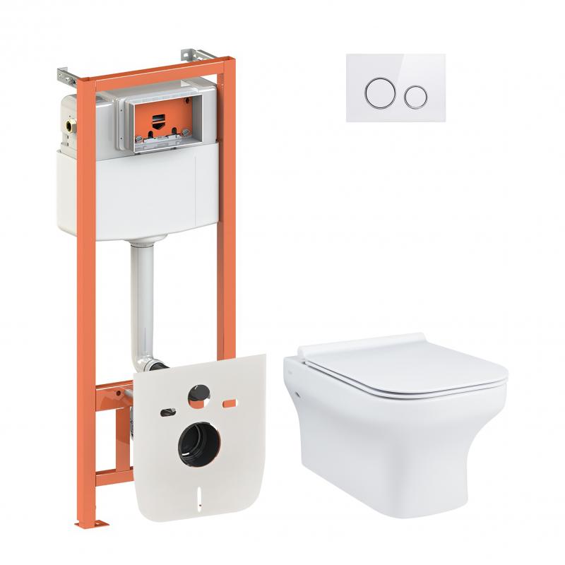 Набір Qtap інсталяція 4 в 1 з панеллю змиву Nest (QT0133M425 + QT0111M11V1114W) + унітаз з сидінням Cardinal QT0433C660HW