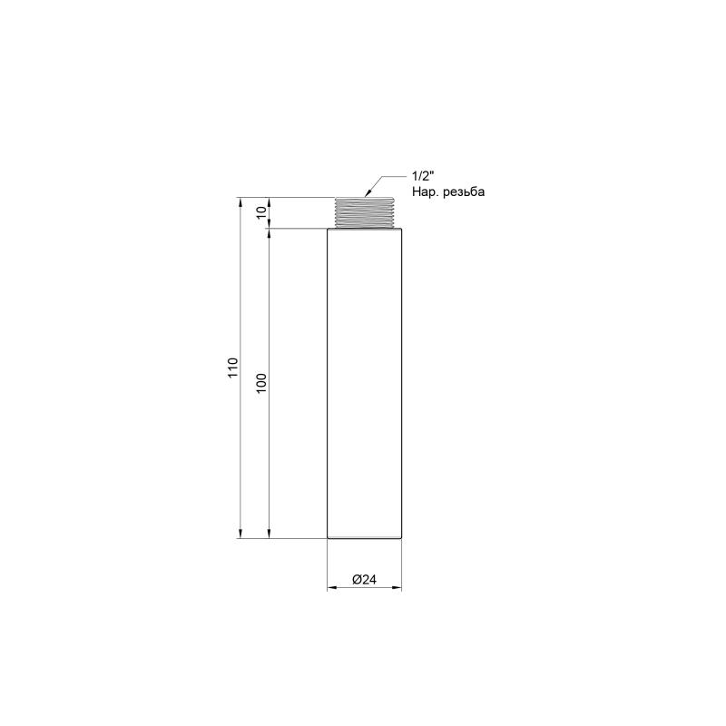 Подовжувач Thermo Alliance Standart 100х1/2" хром SD13015100 — фото 2