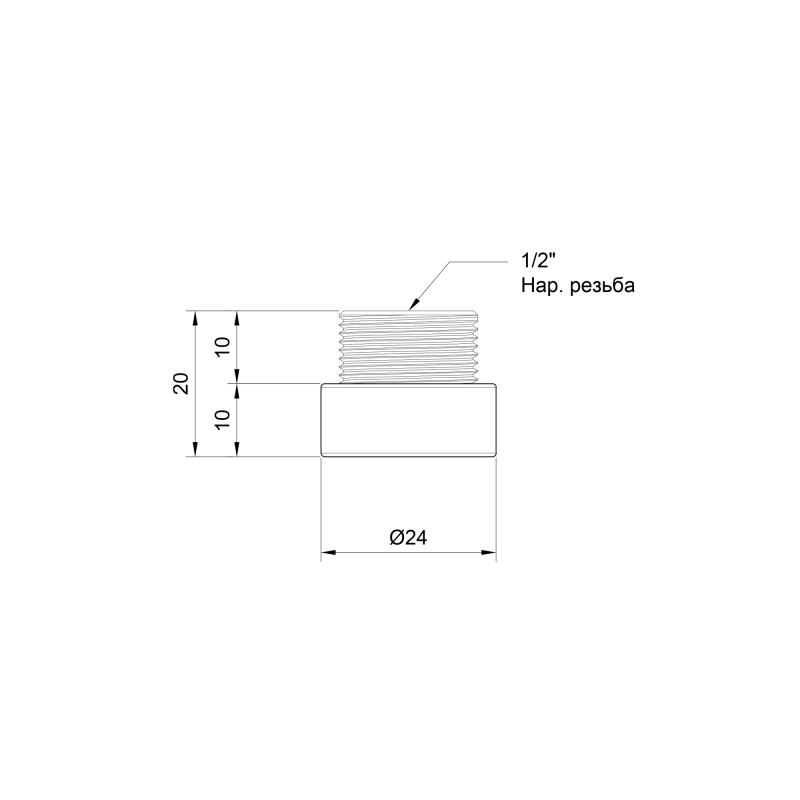 Подовжувач Thermo Alliance Standart 10х1/2" хром SD1301510 — фото 2