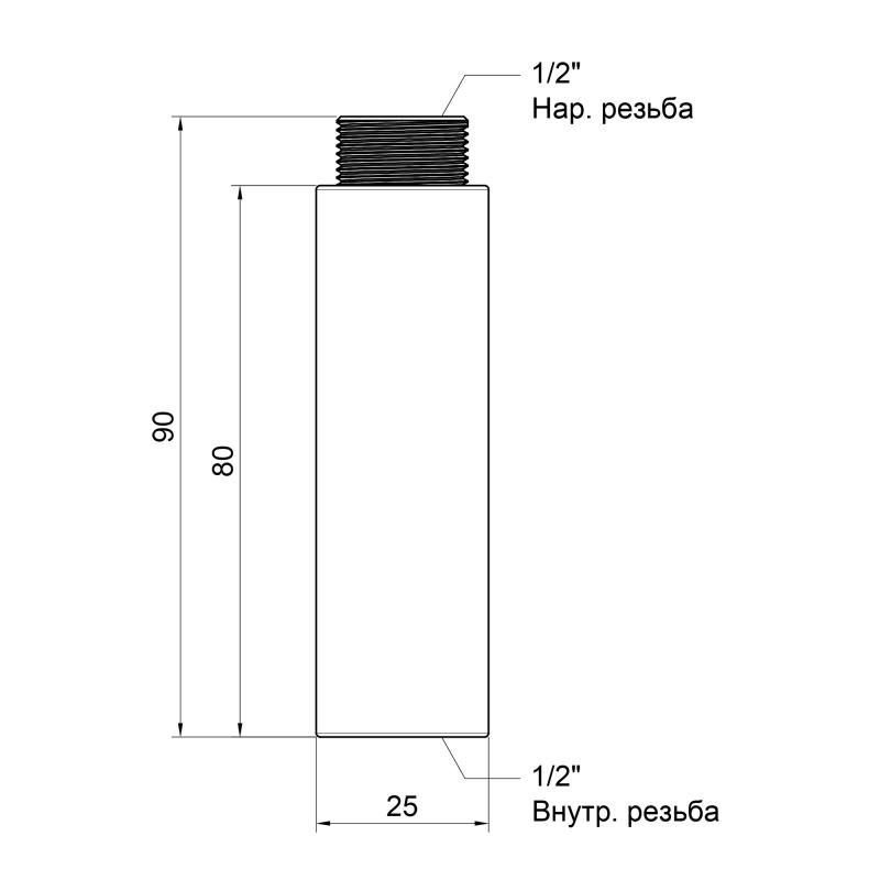 Подовжувач Thermo Alliance Standart 80х1/2" хром SD1301580 — фото 2
