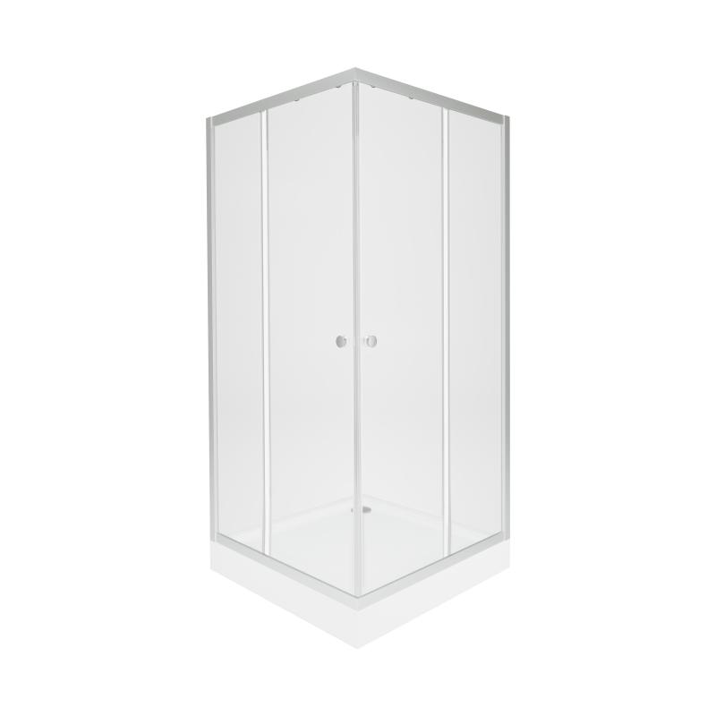 Набір Qtap душова кабіна Presto New CRM1088SC5 Clear 2020х800х800 мм + піддон Tern 308812C 80x80x12 см з сифоном