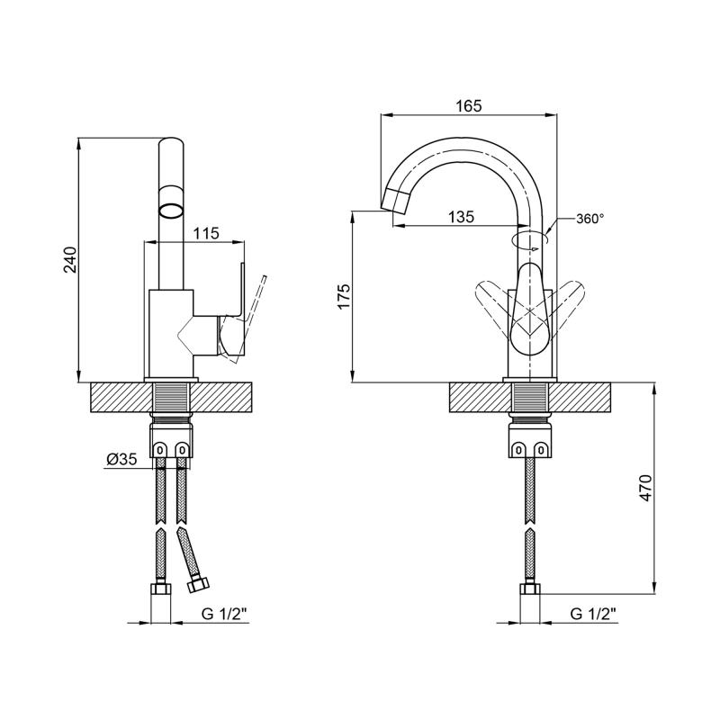 Змішувач для кухні Lidz Vida 015F2 (k35) LDVID015F2NKS43353 Nickel — фото 2