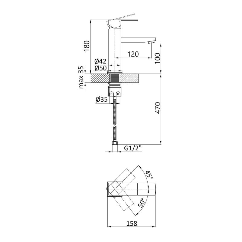 Змішувач для раковини Lidz Kubis 001F (k35) LDKUB001FBLA43376 Black — фото 2