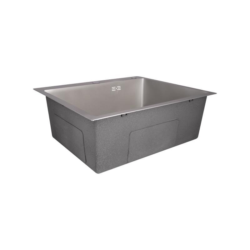 Мийка для кухні інтегрована Lidz Handmade H6050G (LDH6050GPVD43622) Brushed Grey PVD 3,0/1,0 мм — фото 3