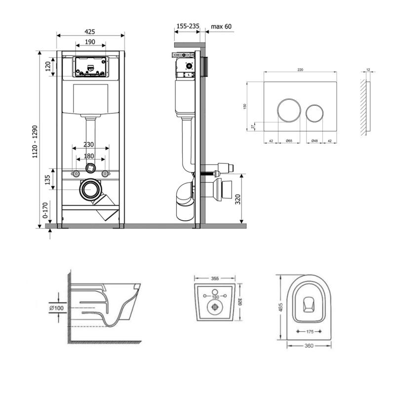 Готове рішення Qtap для ванної кімнати: підвісний унітаз Swan Ultra Quiet 485x360x320 + комплект інсталяції Nest 4 в 1 (кругла клавіша Chrome) — фото 2