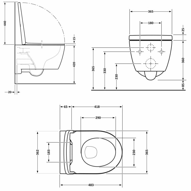 Унітаз підвісний Qtap Taurus безободковий з сидінням Soft-close QTTAU26W45428 — фото 2