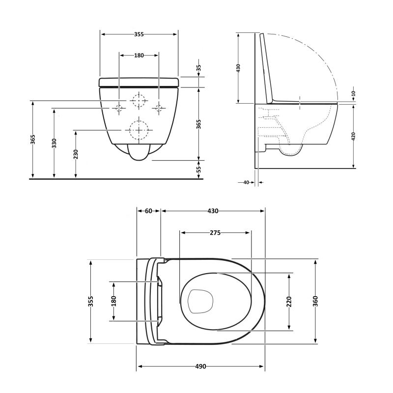 Унітаз підвісний Qtap Taurus безободковий з сидінням Soft-close QT2433084EUQMB — фото 2