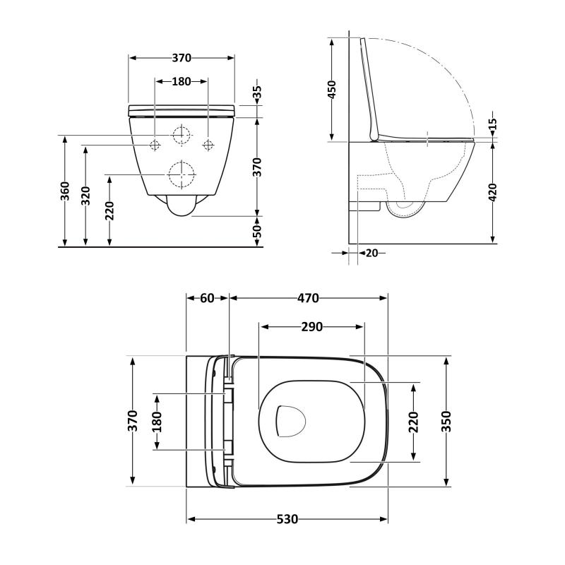 Унітаз підвісний Qtap Gemini безободковий з сидінням Soft-close QT2533076EUQMB — фото 2